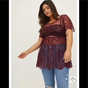Torrid Wine Lace Top